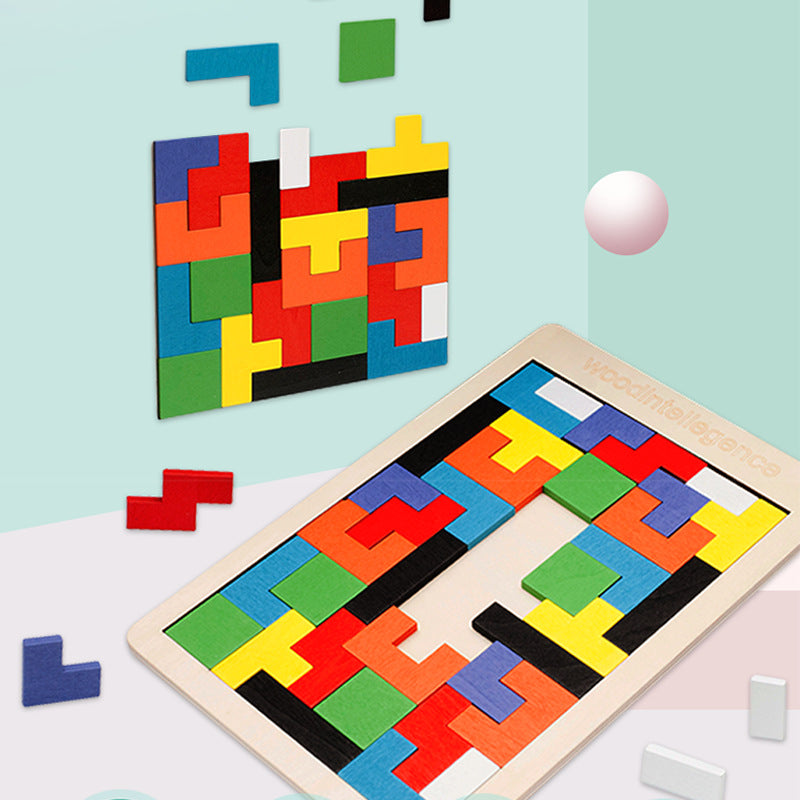 Kidfinity Wooden Tetris Building Blocks