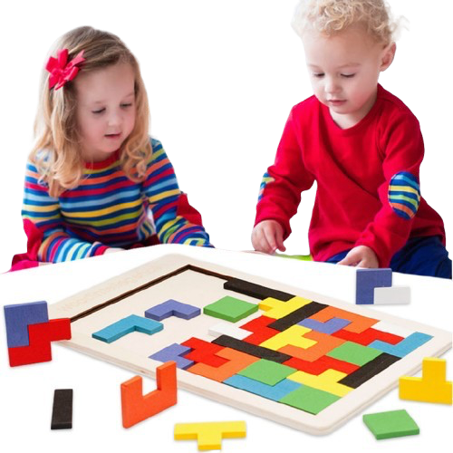 Kidfinity' Wooden Tetris Building Blocks