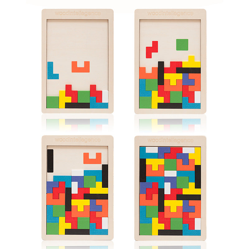 Kidfinity Wooden Tetris Building Blocks